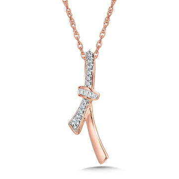 10K Rose Gold Fashion Trendy Diamond Necklaces